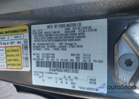2017 Ford Fusion Se from USA, damaged, VIN 3FA6P0HD1HR213103